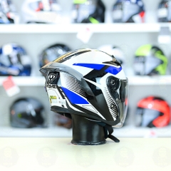 Mũ 3/4 Yohe 878 PLUS SRT Trắng Xanh FREESHIP