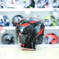 Mũ 3/4 Yohe 878 Plus Xám Đỏ Nhám FREESHIP