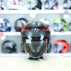 Mũ 3/4 Yohe 878 Plus Xám Đỏ Nhám FREESHIP