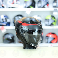 Mũ 3/4 Yohe 878 Plus Xám Đỏ Nhám FREESHIP