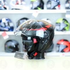 Mũ 3/4 Yohe 878 Plus Xám Đỏ Nhám FREESHIP