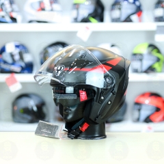 Mũ 3/4 Yohe 878 Plus Xám Đỏ Nhám FREESHIP