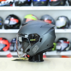 Mũ 3/4 2 Kính EGO E42 Xám Titanium Nhám FREESHIP