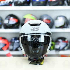 Mũ 3/4 2 Kính EGO E42 Trắng Bóng FREESHIP