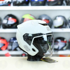 Mũ 3/4 2 Kính EGO E42 Trắng Bóng FREESHIP