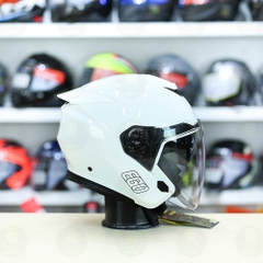 Mũ 3/4 2 Kính EGO E42 Trắng Bóng FREESHIP