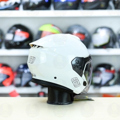 Mũ 3/4 2 Kính EGO E42 Trắng Bóng FREESHIP