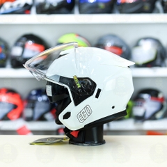 Mũ 3/4 2 Kính EGO E42 Trắng Bóng FREESHIP