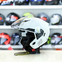 Mũ 3/4 2 Kính EGO E42 Trắng Bóng FREESHIP