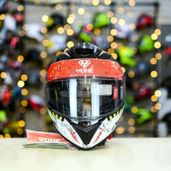 Mũ Fullface Yohe 981 Fuktory Đen Trắng Cam Bóng FREESHIP