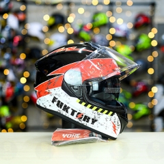 Mũ Fullface Yohe 981 Fuktory Đen Trắng Cam Bóng FREESHIP
