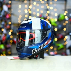 Mũ Fullface LS2 FF800 KPA 2 Kính Xanh Trắng Bóng McPhee FREESHIP + Tặng Pinlock