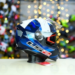 Mũ Fullface LS2 FF800 KPA 2 Kính Xanh Trắng Bóng McPhee FREESHIP + Tặng Pinlock