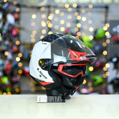 Mũ 3/4 LS2 OF600 COPTER Trắng Đỏ Bóng Urbane FREESHIP