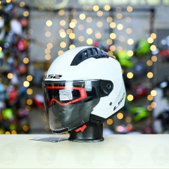 Mũ 3/4 LS2 OF600 COPTER II Trắng bóng FREESHIP