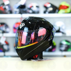 Mũ Fullface EGO E81 Đen Bóng + Đuôi gió Pista RR + Kính Revo FREESHIP