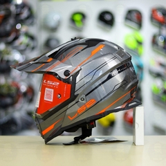 Mũ Dual Sport LS2 MX436 EVO Xám Cam Bóng FREESHIP