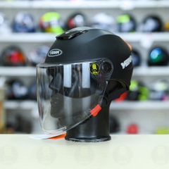 Mũ 1/2 Yema Có Kính Chắn FREESIZE - Đen Mờ