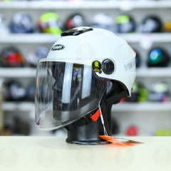 Mũ 1/2 Yema Có Kính Chắn FREESIZE - Trắng Bóng