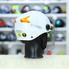 Mũ 1/2 Yema Có Kính Chắn FREESIZE - Trắng Bóng