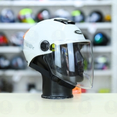 Mũ 1/2 Yema Có Kính Chắn FREESIZE - Trắng Bóng