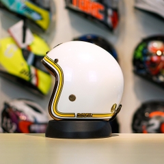 Combo Mũ 3/4 ROYAL M20c V5 Trắng Bóng Độ Khóa Chống Trộm