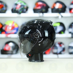 Nón 3/4 2 kính KYT VENOM Đen Bóng - FREESHIP