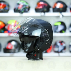 Nón 3/4 2 kính KYT VENOM Đen Nhám - FREESHIP