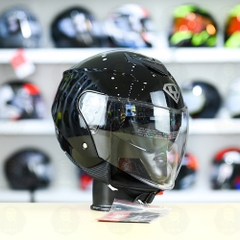 Mũ 3/4 2 Kính Yohe 852 Đen Bóng FREESHIP