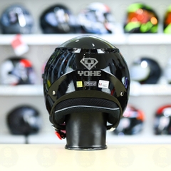 Mũ 3/4 2 Kính Yohe 852 Đen Bóng FREESHIP