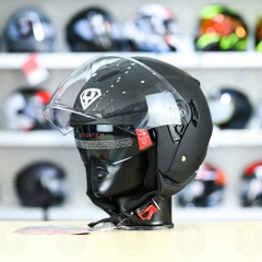 Mũ 3/4 2 Kính Yohe 852 Đen Nhám FREESHIP