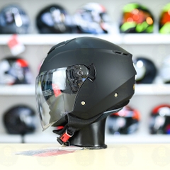 Mũ 3/4 2 Kính Yohe 852 Đen Nhám FREESHIP