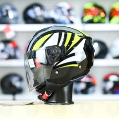 Mũ 3/4 2 Kính Yohe 852 Đen Xanh Neon FREESHIP