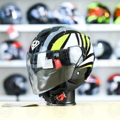 Mũ 3/4 2 Kính Yohe 852 Đen Xanh Neon FREESHIP