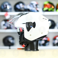 Mũ 3/4 2 Kính Yohe 852 Trắng Bóng FREESHIP