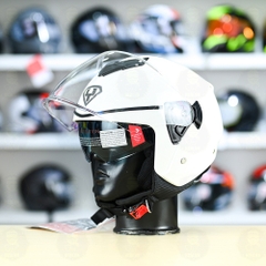 Mũ 3/4 2 Kính Yohe 852 Trắng Bóng FREESHIP