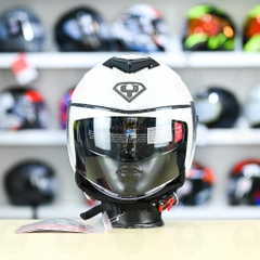 Mũ 3/4 2 Kính Yohe 852 Trắng Bóng FREESHIP