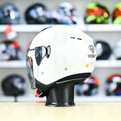 Mũ 3/4 2 Kính Yohe 852 Trắng Bóng FREESHIP