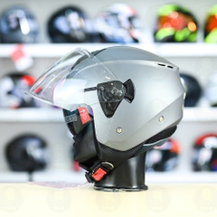 Mũ 3/4 2 Kính Yohe 852 Xám Titanium Nhám FREESHIP