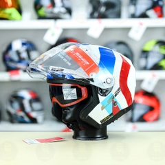 Mũ 3/4 LS2 OF603 Infinity Special Trắng Xanh Đỏ FREESHIP