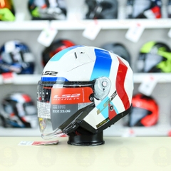 Mũ 3/4 LS2 OF603 Infinity Special Trắng Xanh Đỏ FREESHIP