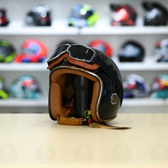 Mũ 3/4 Royal M20c Kèm Kính Dây Cực Kì Thời Trang Và Trendy - Đen Bóng