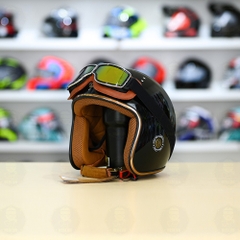 Mũ 3/4 Royal M20c Kèm Kính Dây Cực Kì Thời Trang Và Trendy - Đen Bóng