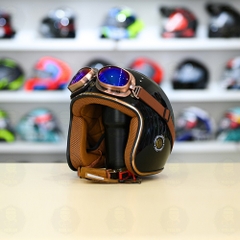 Mũ 3/4 Royal M20c Kèm Kính Dây Cực Kì Thời Trang Và Trendy - Đen Bóng