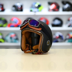 Mũ 3/4 Royal M20c Kèm Kính Dây Cực Kì Thời Trang Và Trendy - Đen nhám