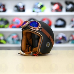 Mũ 3/4 Royal M20c Kèm Kính Dây Cực Kì Thời Trang Và Trendy - Đen nhám