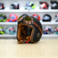 Mũ 3/4 Royal M20c Kèm Kính Dây Cực Kì Thời Trang Và Trendy - Đen nhám