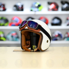 Mũ 3/4 Royal M20c Kèm Kính Dây Cực Kì Thời Trang Và Trendy - Trắng