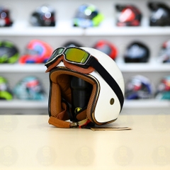 Mũ 3/4 Royal M20c Kèm Kính Dây Cực Kì Thời Trang Và Trendy - Trắng