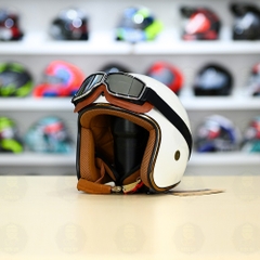 Mũ 3/4 Royal M20c Kèm Kính Dây Cực Kì Thời Trang Và Trendy - Trắng